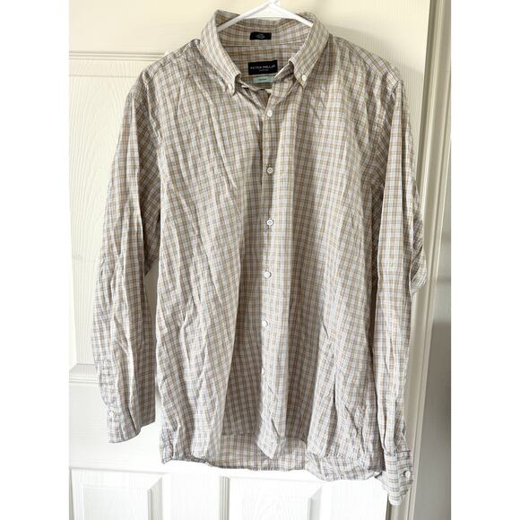 PETER MILLAR‎ Flex Finish Long Sleeve Button Up Shirt Mens L Multi Plaid PREPPY - Picture 4 of 5